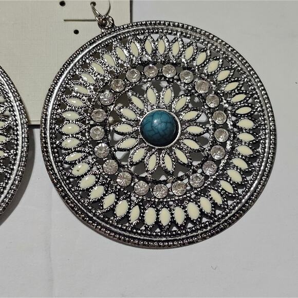 Lucky brand Boho Filigree Disc Large Earrings New! - Picture 3 of 5